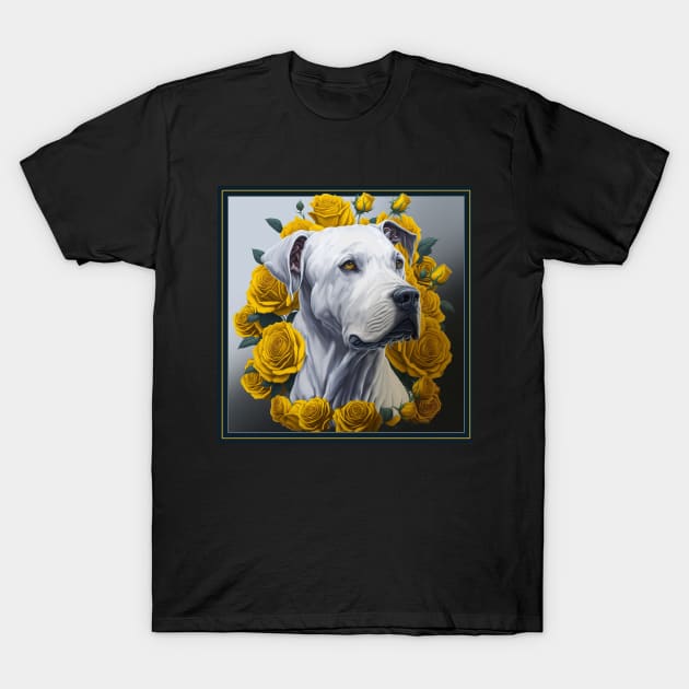 Dogo argentinian yellow roses 2 T-Shirt by xlhombat